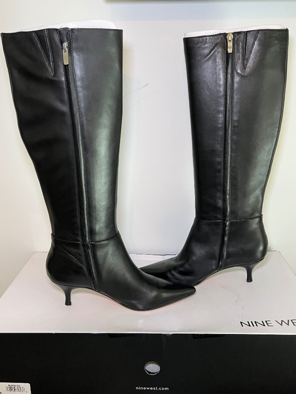 Nine West Somas Kitten Heel Knee High Leather Boots